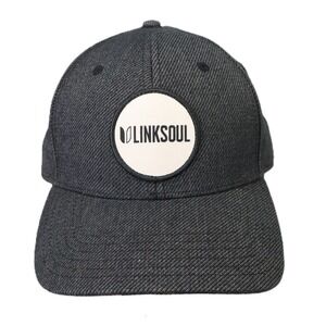 Linksoul Circle Patch FlexFit Hat Charcoal‎ Gray Twill Cap L/XL Golf Athleisure
